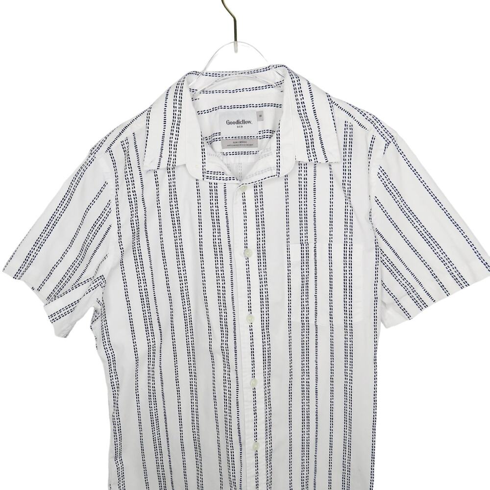 Goodfellow & Co. Slim Casual Button Up Striped Shirt Short Sleeve Medium - Picture 2 of 6